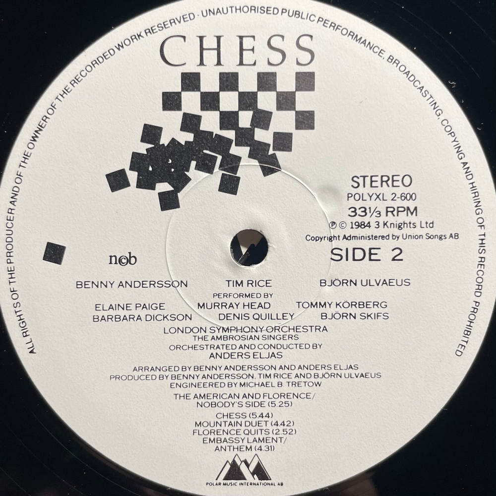 Мюзикл Шахматы 2LP (Скандинавия 1984г.)