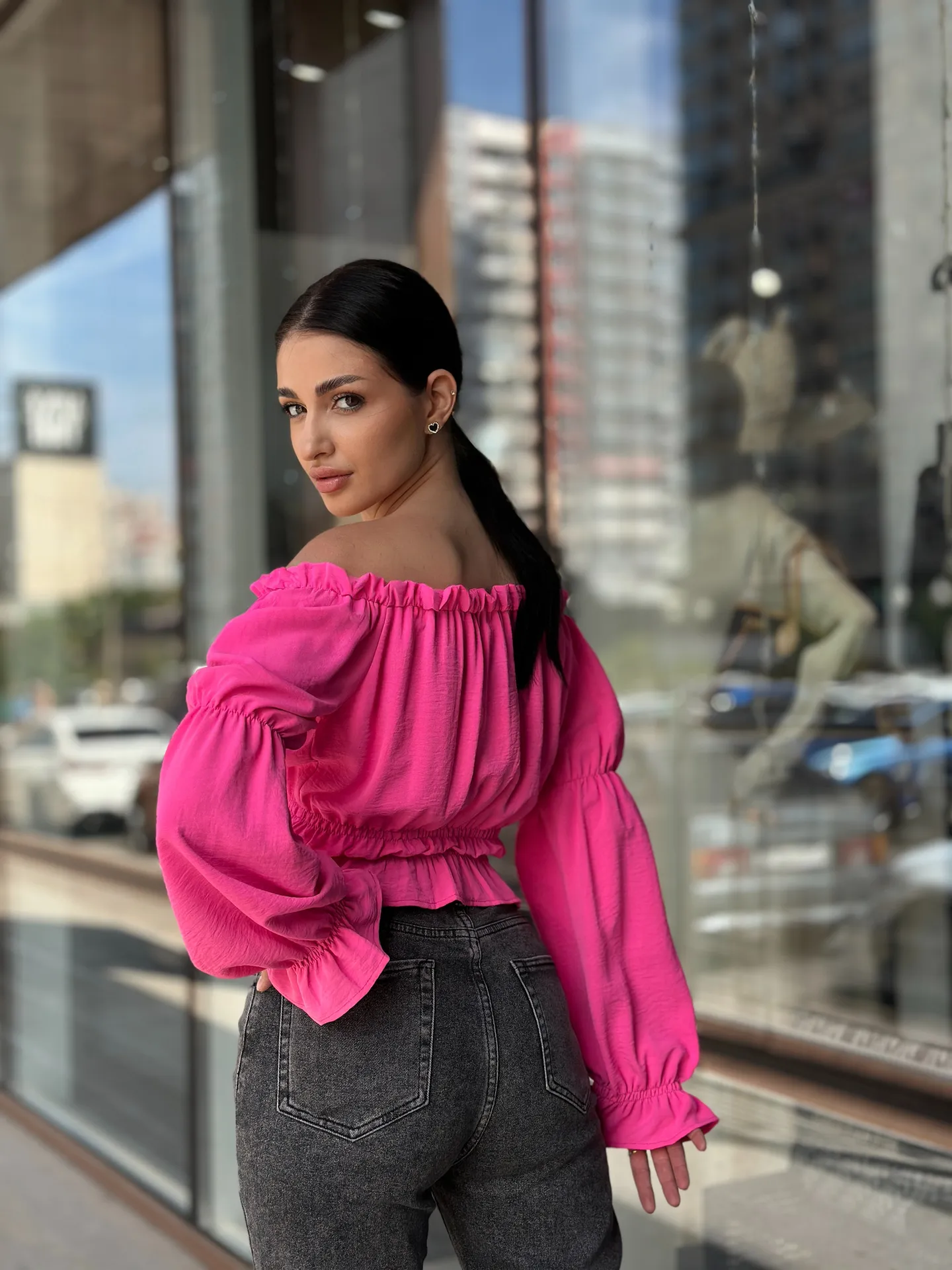 Топ Miss Sumaya 185 на резинке с длинным рукавом и затяжками спереди