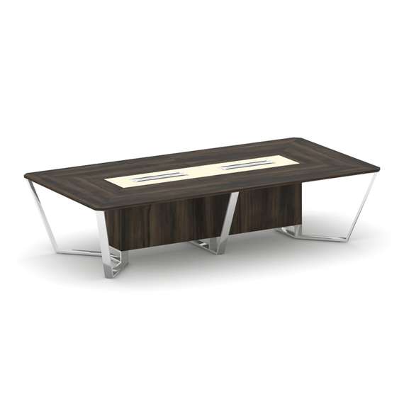 Steel Meet Стол переговорный прямоугольный MMK-PR.B.SP-12 Дуб Мали/Ваниль Глянец/Нержавеющая Сталь/Х