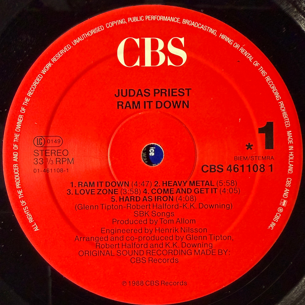 Judas Priest - Ram It Down (Голландия 1988г.)