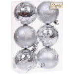 Новогодние шары «Снежный шарм» 6 см (набор 6 шт), Серебро