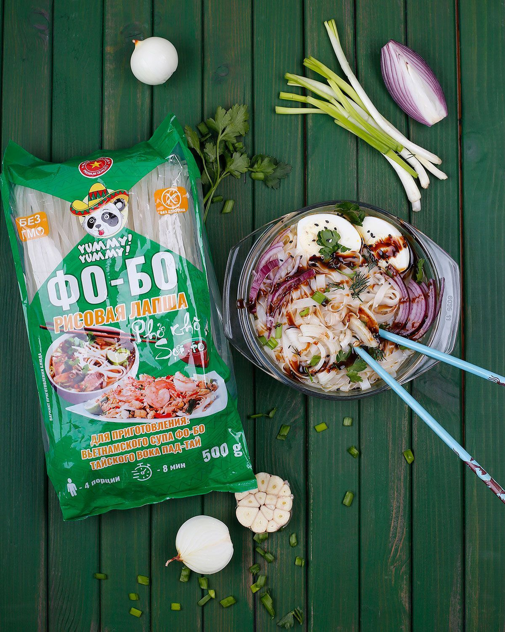 Рисовая лапша Фо Бо широкая Pho Kho, 500 г