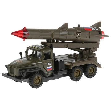 Машина металл УРАЛ вс с ракетой 15 см, дв., капот, подв. дет., инерц.,  кор. Технопарк