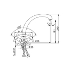 Смеситель для кухни 1/2 кер F4219 FRAP (выс.пов.излив, п/шпильку, хром, силумин)