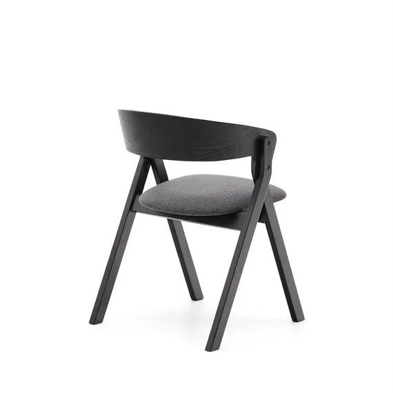 Стул Godia из дерева с черной отделкой и серым шениллом