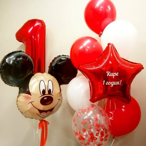 Композиция из шаров на 1 годик малышу с Микки