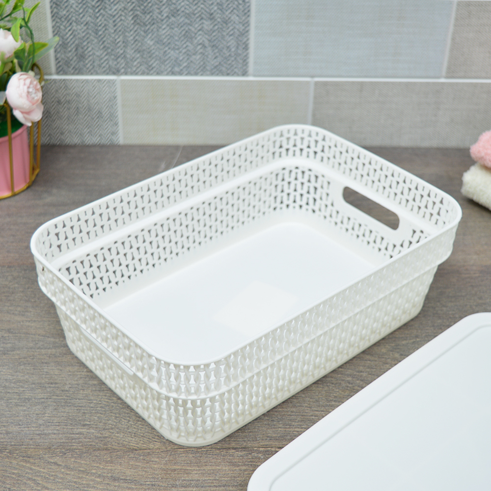 Корзина для хранения 3л с крышкой "Keeplex Ajur", белое облако