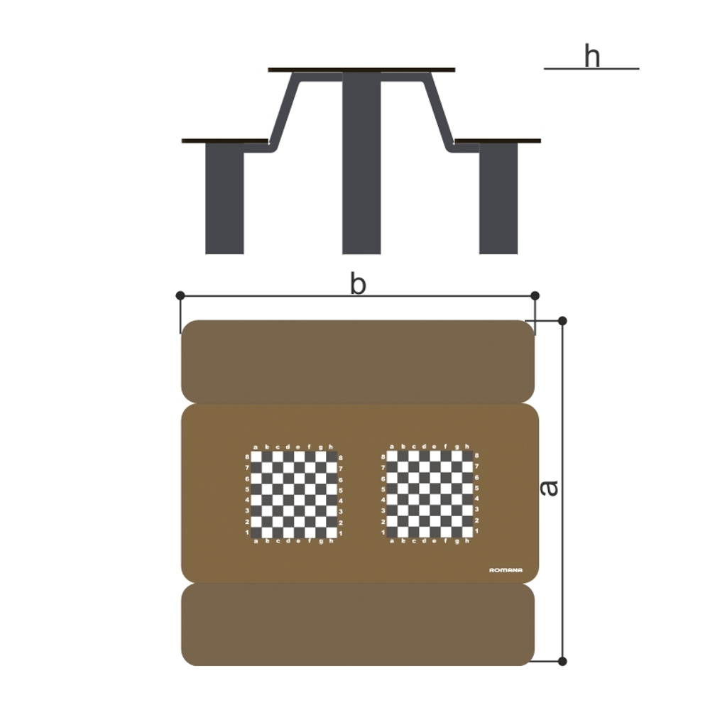 Стол со скамьями с рисунком «Шахматы» Romana 302.34.00-01