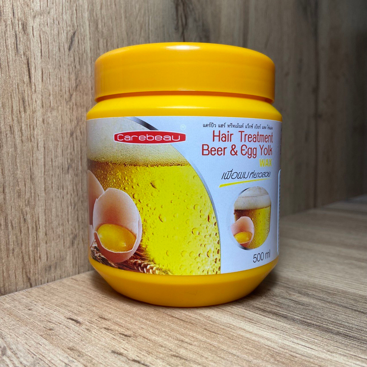 Маска для волос Carebeau Beer and Egg Yolk Hair Treatment WAX питательная с пивом и яичным желтком 500 мл