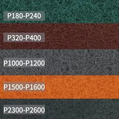 Набор шлифовальный войлок 5шт, P180, P400, P1200, P1500, P2500,115x180мм.,Набор листов нетканых шлифовальных