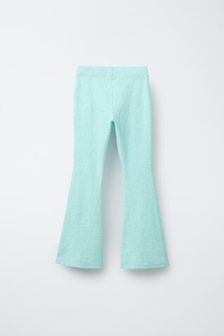 ZARA БРЮКИ FLARED С РАЗРЕЗАМИ, БИРЮЗОВЫЙ