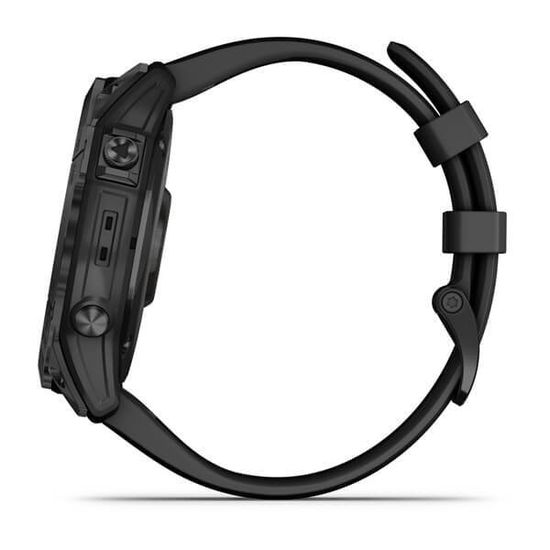 Умные часы Garmin Fenix 7X Sapphire Solar Титановый черный DLC с силиконовым ремешком 010-02541-23