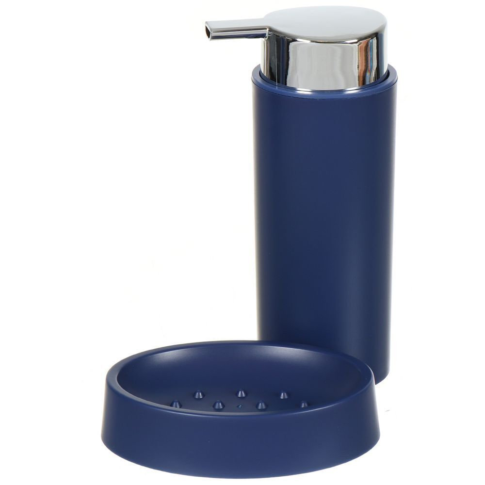 Набор для ванной 4 пр, Аника, син, пластик, стак,подс д/зуб щет,дозат д/мыла,мыл-ца, Y9-079