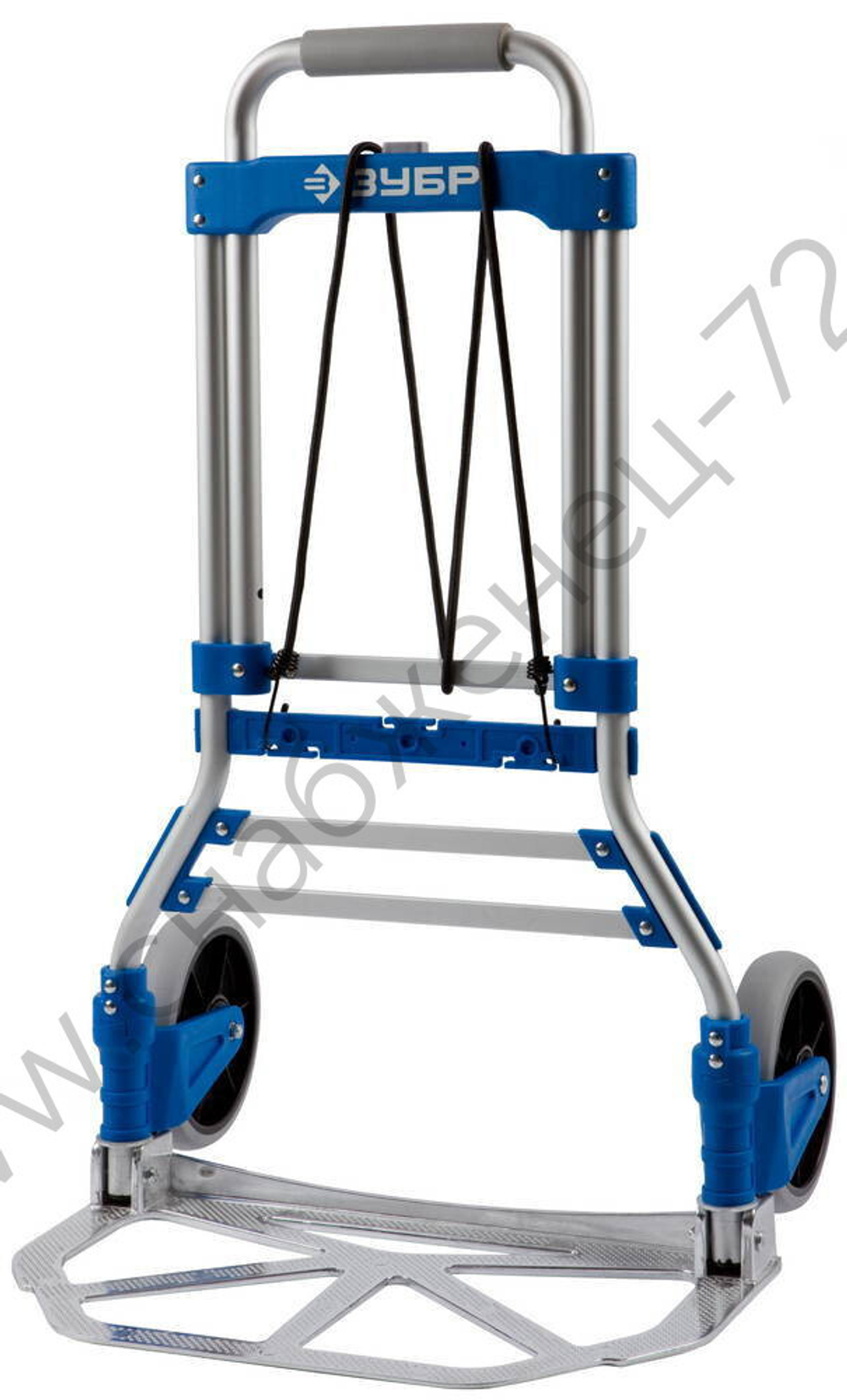 ЗУБР ТР-90 до 90кг, каркас и платформа из алюминия, платформа 48,5 х 28,5см, колёса d13см, вес 4,65кг, складная хозяйственная тележка (38750-90)