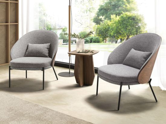 Кресло 5184 из серой ткани и орехового шпона Испания