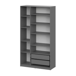 Шкаф распашной с наполнением (7 полок + 2 ящика + штанга) ШК 5 (1200), Графит