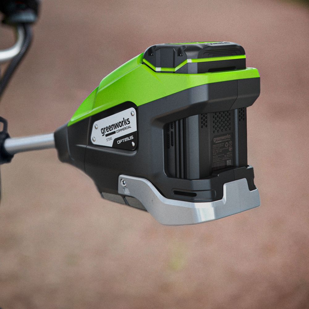 Триммер аккумуляторный Greenworks TB201H, 82V, 2,0 кВт, 46 см, c трехлопастным ножом и кусторезом, бесщеточный, с 1хАКБ 8 Ач и ЗУ (2112407UH)