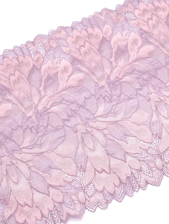 03-77 ОПТ Кружево эластичное 23 см, морской туман/пудра