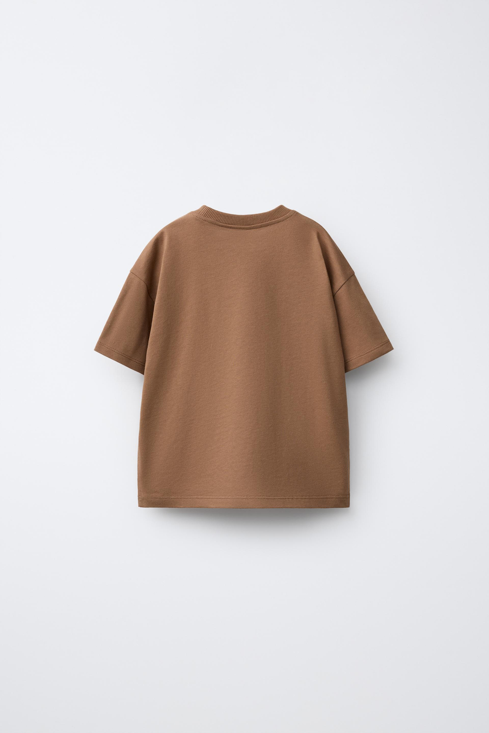 ZARA ФУТБОЛКА С НАШИВКАМИ, СВЕТЛО-КОРИЧНЕВЫЙ