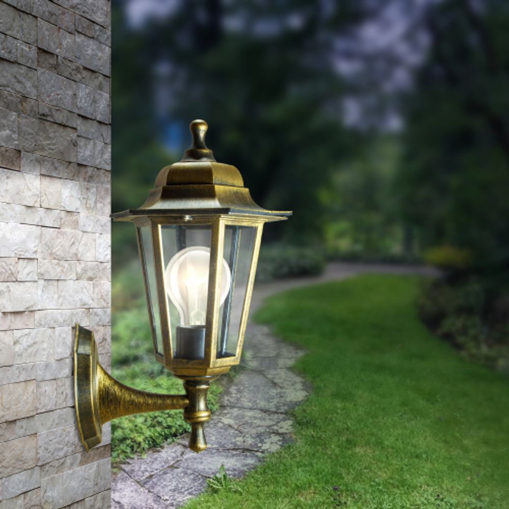 Садово-парковый светильник ЭРА НБУ 06-60-001 бронза 6 гранный настенный IP44 Е27 max60Вт | Садово-парковые светильники