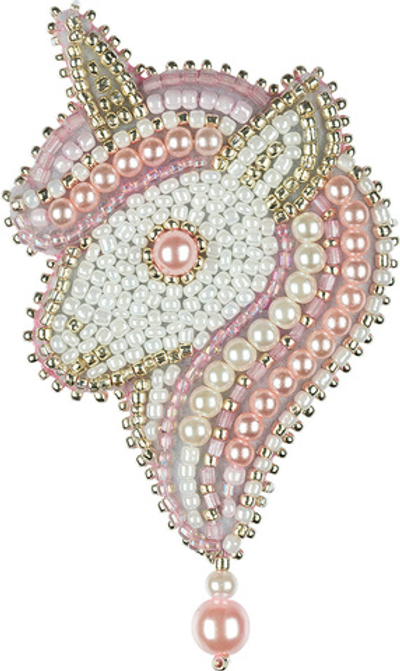 "Klart" набор для вышивания 10-007 "Брошь. Розовый единорог" 5 х 9 см