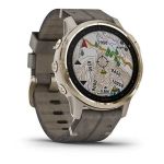 Спортивные наручные часы Garmin Fenix 6s Sapphire золотистый с серым кожаным ремешком 010-02159-40