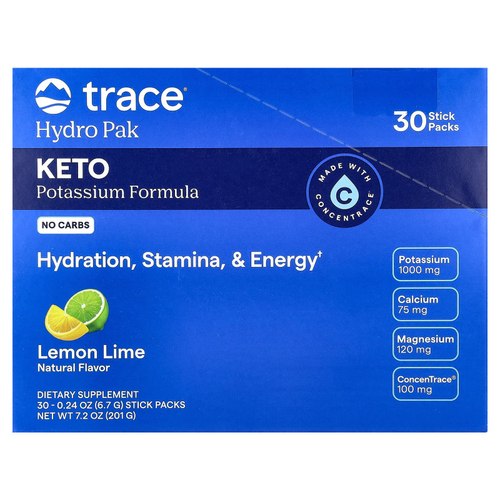 Trace, Hydro Pak Keto, лимон и лайм, 30 стик-пакетов по 6,7 г (0,24 унции)