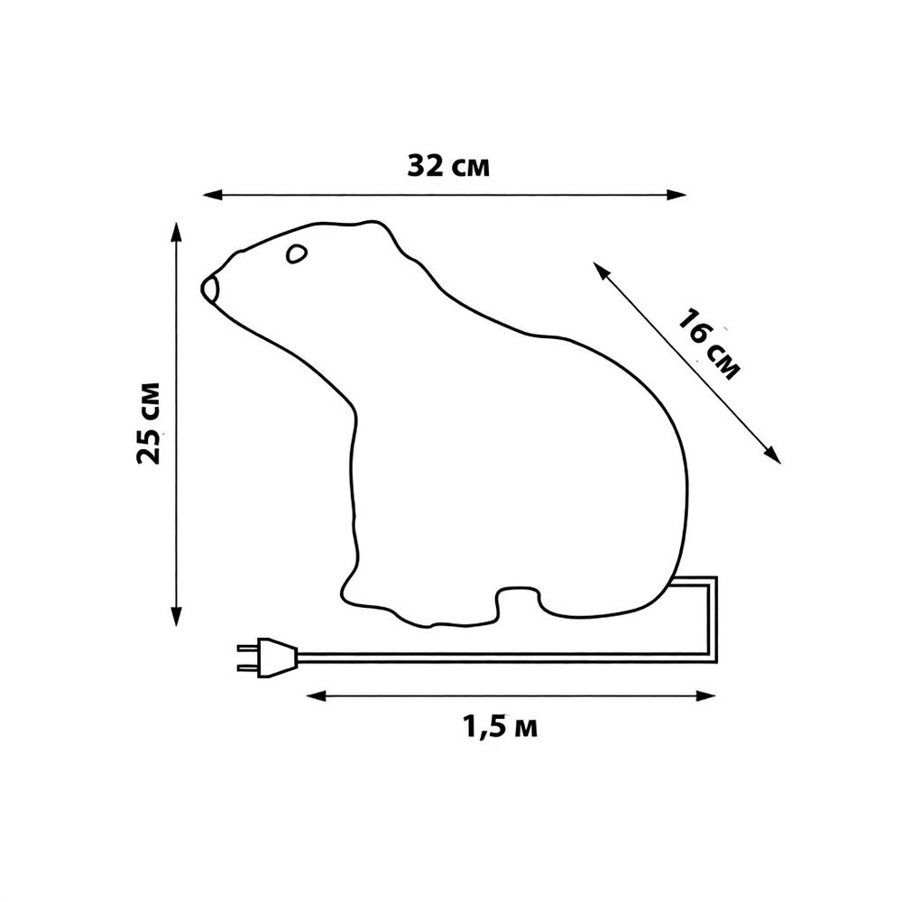 ULD-M3125-040-STA WHITE IP20 WHITE BEAR-4 Фигура светодиодная Белый медведь-4. 32x25см. 40 светодиодов. Белый свет. Провод прозрачный. TM Uniel