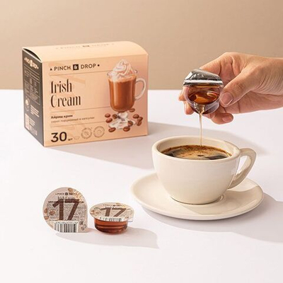 Сироп «Айриш Крим» ароматизированный порционный Pinch&Drop[30шт];картон;15мл;,H=12,L=15,5,B=10см