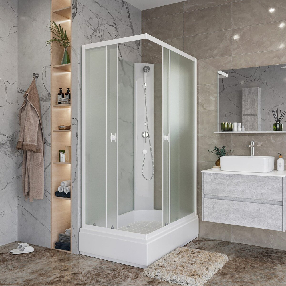 Душевая кабина Niagara (Ниагара) Promo P110/80/26Q/MT/BK со средним поддоном, 110х80х200