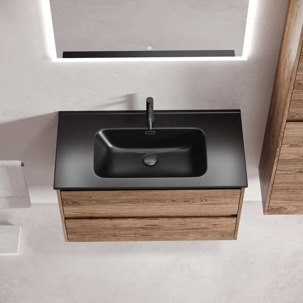 Тумба подвесная под раковину Sancos Libra, дуб чарльстон 890х450х500 мм