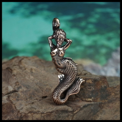 Брелок для ключей "Русалка топлес" , бронза