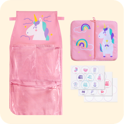 Набор для детского сада: кармашек, коврик, наклейки. Единорог