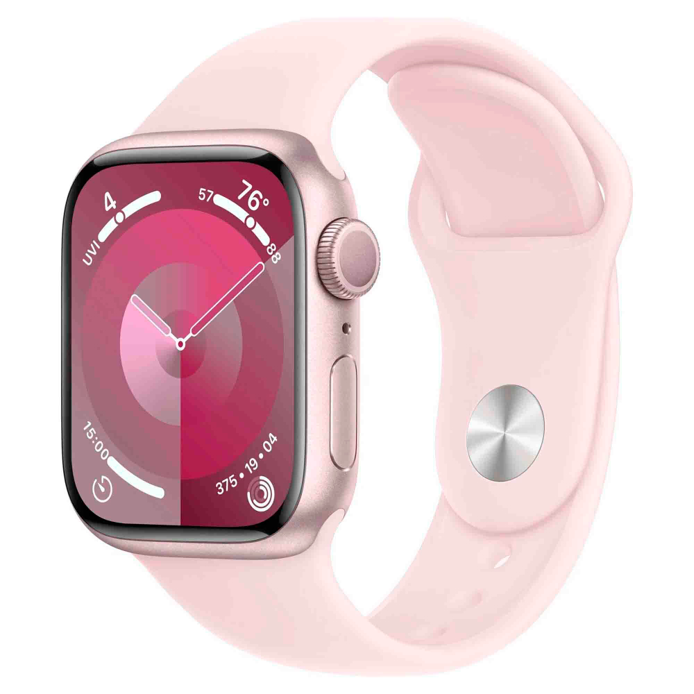 Часы Apple Watch Series 9, 45 мм, алюминий розового цвета, ремешок Sport Band светло-розового цвета