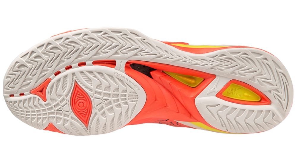 Мужские кроссовки для бадминтона/сквоша Mizuno Wave Mirage 5 - neon flame/black/bolt2 neon