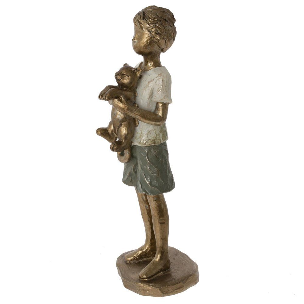 GAEM Фигурка декоративная "Мальчик с кошкой", L5,5 W4,5 H16 см