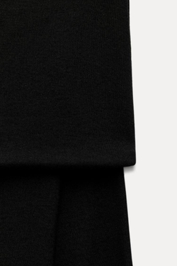 ZARA МЯГКИЙ ТОП БЕЗ БРЕТЕЛЕЙ СО СБОРКОЙ, ЧЕРНЫЙ