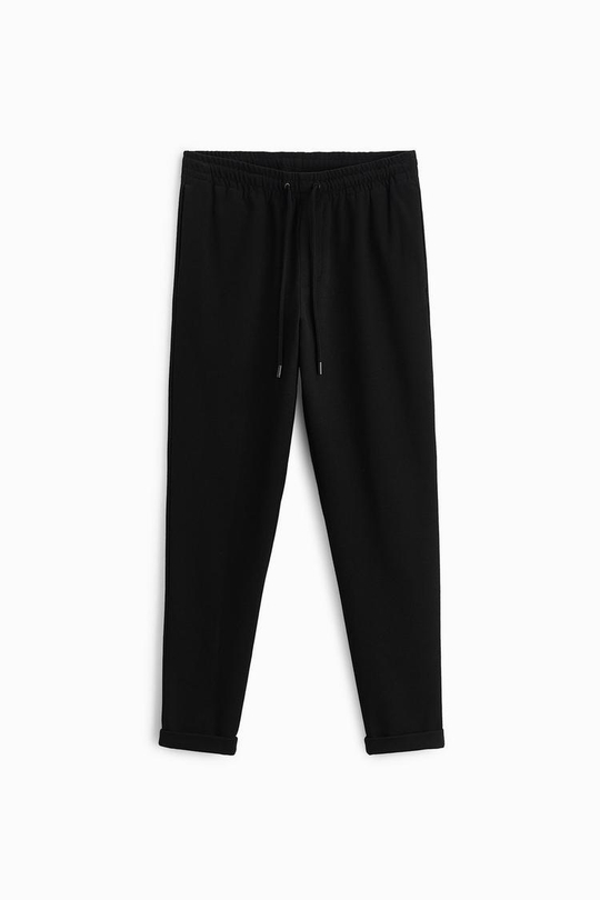ZARA БРЮКИ EASY CARE С ПОЯСОМ НА ШНУРКЕ,   ЧЕРНЫЙ