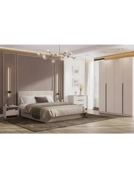 Кровать двухспальная 160х200 мягкая спинка Ткань бежевый