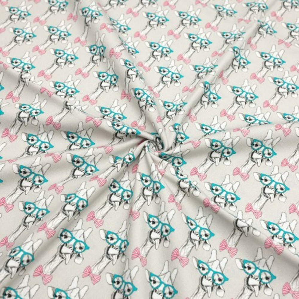 Отрез премиум хлопка "Жираф в очках"