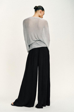 ZARA ШИРОКИЕ БРЮКИ С ВЫСОКОЙ ПОСАДКОЙ, ЧЕРНЫЙ