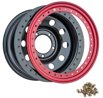 Диск усиленный УАЗ стальной черный 5x139,7 10xR15 d110 ET-44 с бедлоком (красный)