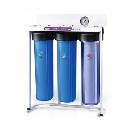 Водоочиститель PU 908B3-BK1-S-G (3-х стадийный ВВ20, краншт., манометр), Райфил