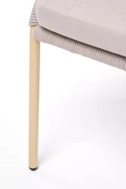 "Милан" стул плетеный из роупа, каркас алюминий (RAL1001), роуп бежевый круглый, ткань бежевая