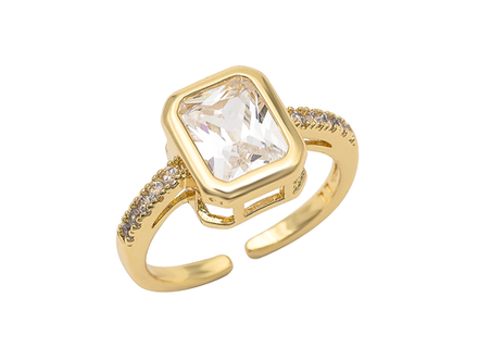 Перстень с прямоугольным кристаллом 11мм, разъемное