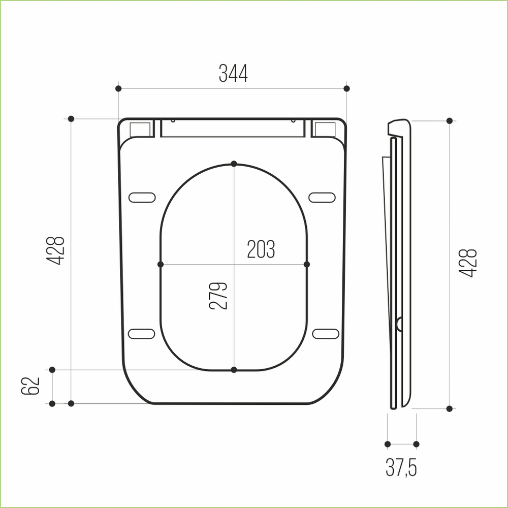 Сиденье для унитаза  WAVE SQUARE дюропласт, микролифт БЕЛЫЙ глянец