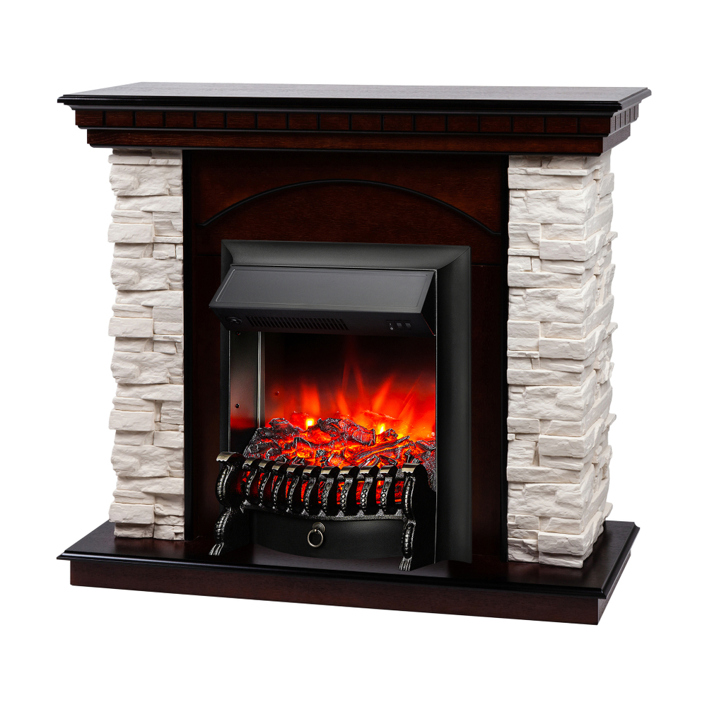 Каминокомплект Real Flame Elford AO с очагом Fobos Lux Black (без пульта)