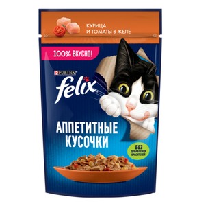 КОРМ FELIX КУРИЦА И ТОМАТЫ В ЖЕЛЕ 75ГР