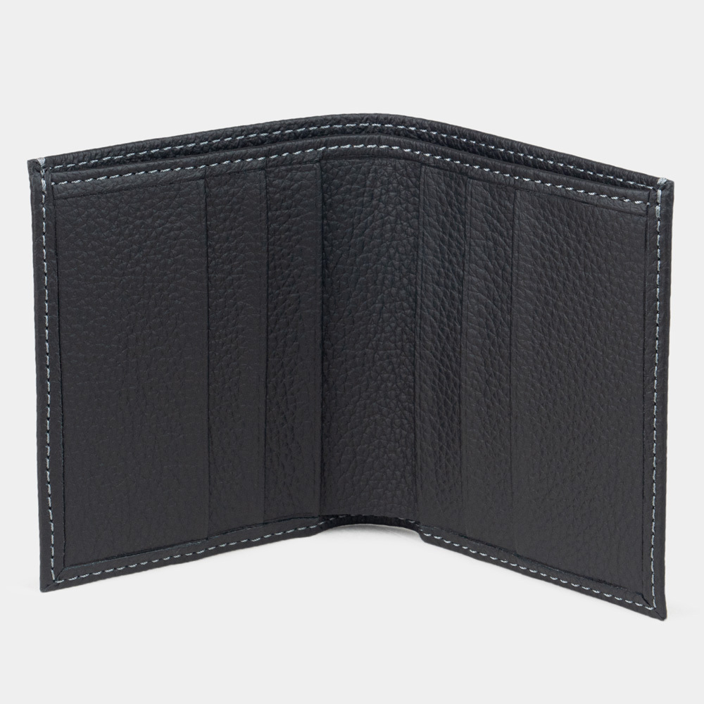 Портмоне из натуральной кожи теленка, черного цвета