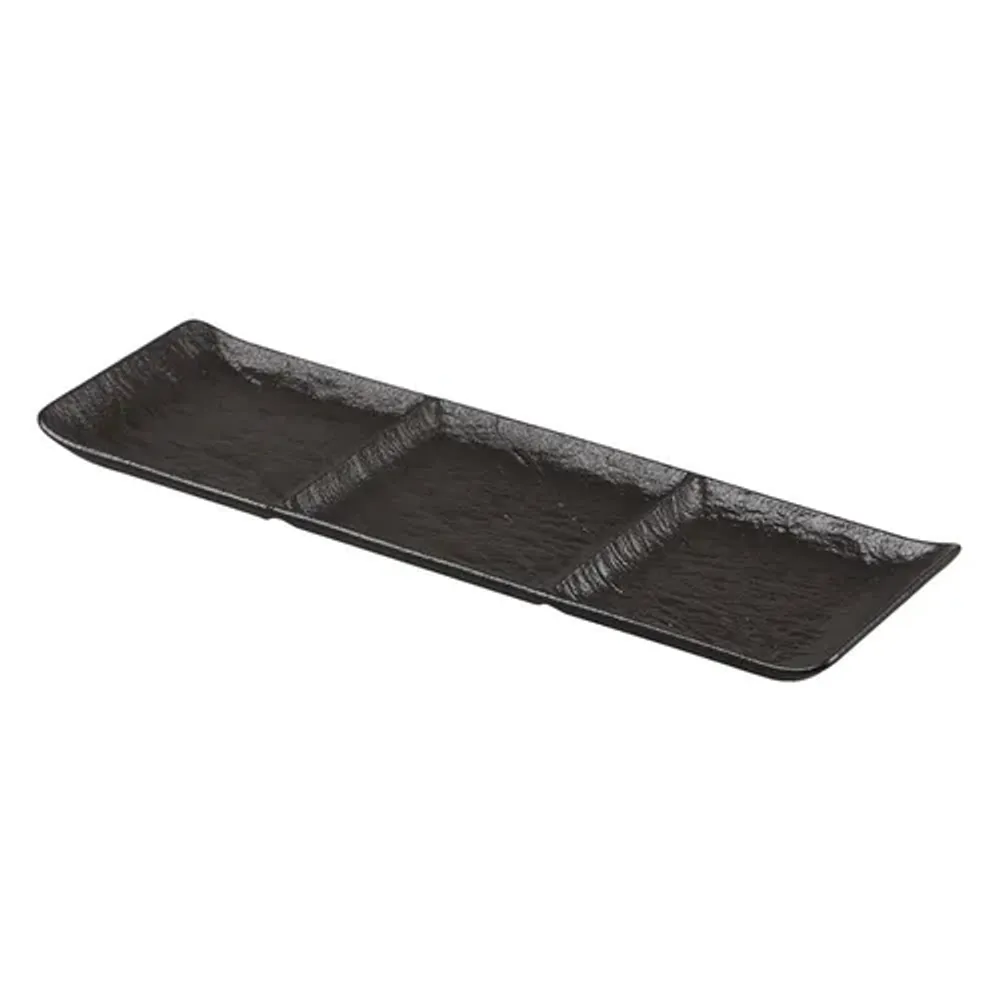 Блюдо прямоугольное 40*13 см h2,8 см с бортами Side Up2 и делениями Black Raw Stellar P.L. [1]